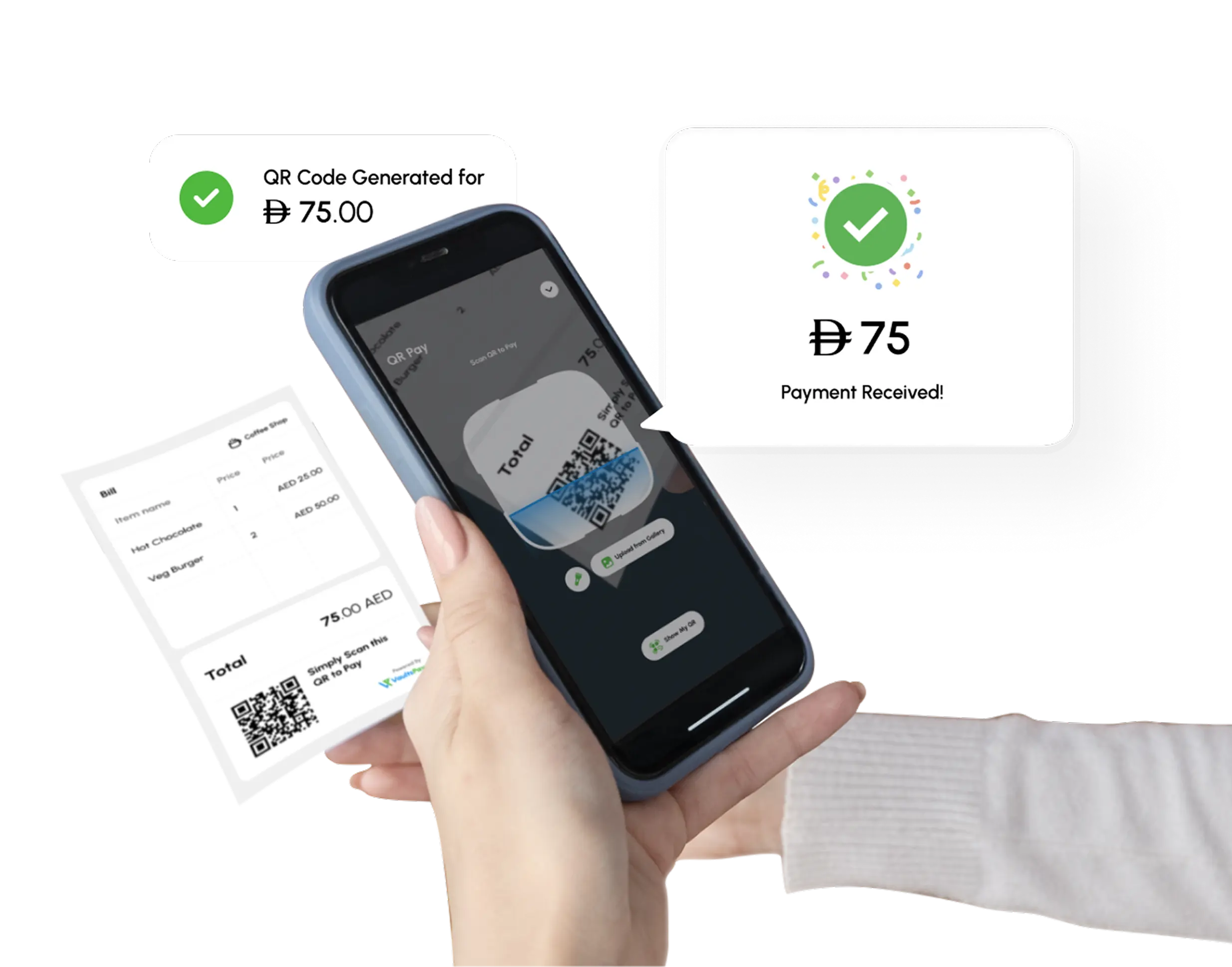 VaultsPay QR Code Payment solution interface for seamless smartphone transactions